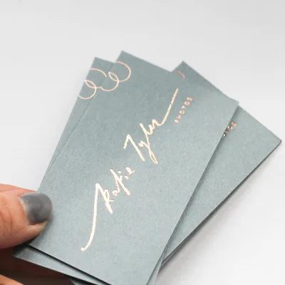 Custom Luxury Rose Gold Foil Edge Business Cards Cotton Cardboard with Debossed Logo Art Paper Business Card
