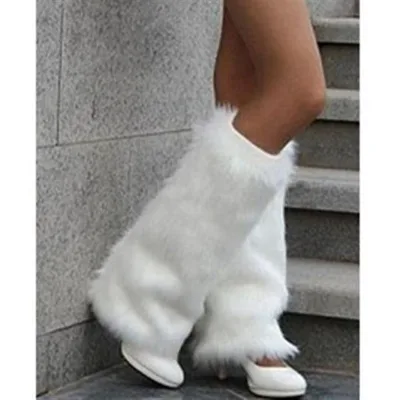 Women's Imitation Fur Leg Warmers Short Fur Boots and Fur Feet Socks