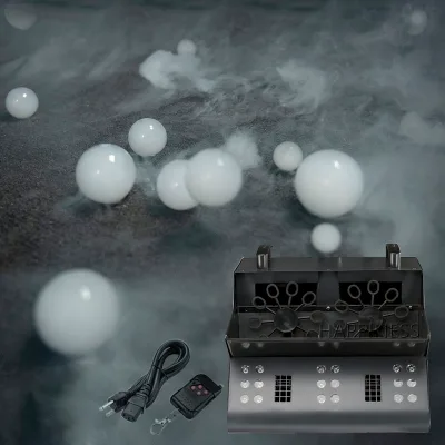 2000W LED Fog Bubble Machine Remote DMX Control Double Wheel Bubble Smoke Machine for Wedding Disco Party Stage Lighting Effect