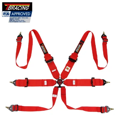 Lightweight Formula 6 Point Race Harness FIA FHR Compatible Red Extender Seat Belt