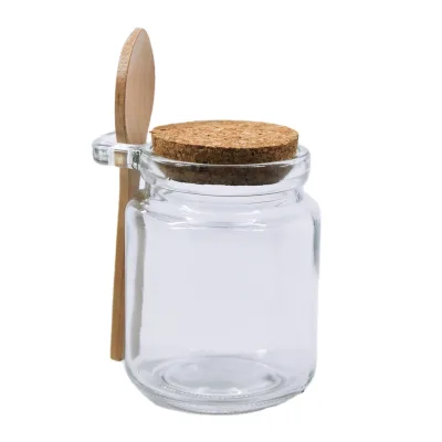 100ml 250ml Empty Bath Salt Glass Jar with Wood Spoon