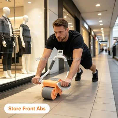 Household Muscle Fitness Ab Roller Automatic Rebound for Adult Men Women Abdominal Building Waist Slim Exercise