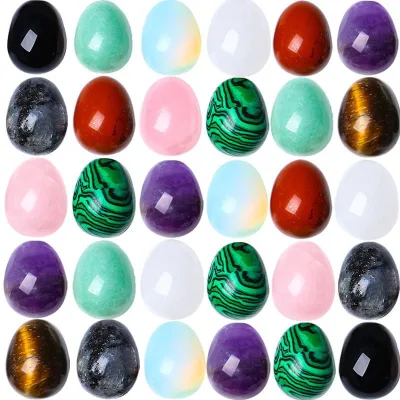 Natural Crystal Ball Gemstone Ornament 2.7x5cm Handheld Feng Shui Home Decoration Carved Engraved