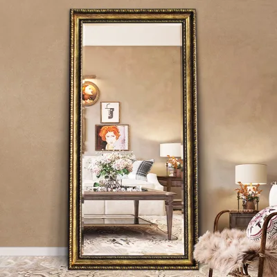 Antique Color Free-Standing Dressing Mirror Stand Wall-Mounted Plastic Mirror