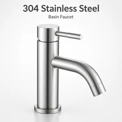 JIKU Modern Brushed Metered Faucets 304 Stainless Steel Basin Faucet Apartment Deck Mounted Ceramic Valve Core Single Hole