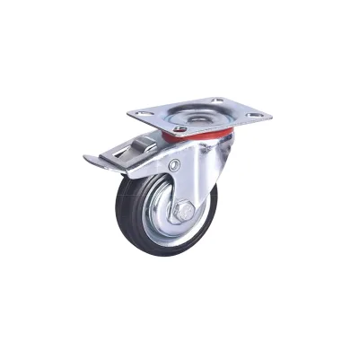 3 3.5 4 5 6 8 inch galvanized black solid rubber oil resistant casters, rigid rotation locking system, hand cart casters