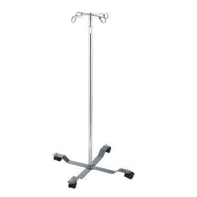 Hospital Furniture Stainless Steel Iron Movable Infusion Pole IV Pole Foldable IV Stand Hospital Bed Drip Stand