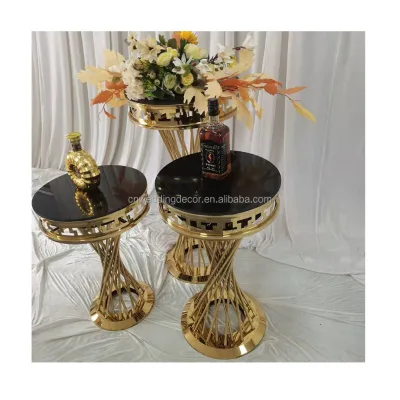 Black  Plated Wedding Metal Flower Stand Stainless Steel  Centerpiece  Decor Cake Display Stand