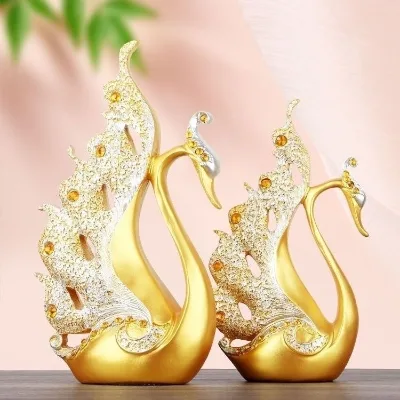 30X29CM Light Luxury High-grade TV Cabinet Swan Ornament Wine Cooler Decorations Living Room Desktop Entryway Craft Home