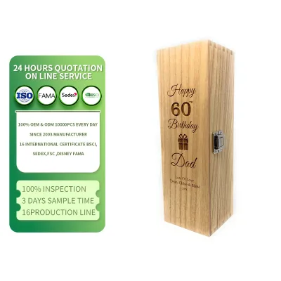 Personalised Engraved Wooden Wine Box Wooden Champagne Bottle Box for Birthday Milestone & Celebration Gifts