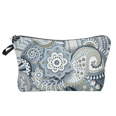 Deanfun Large Cute Cosmetic Case Women Geometric Pattern Water Resistant Polyester Zipper Roomy Pouch Travel Accessories