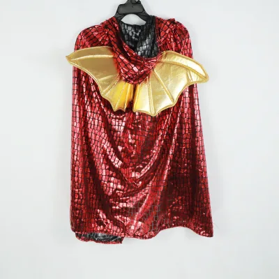 Eco-Friendly Green Forest Elf Role Play Hooded Short Red Wings Children's Halloween Dinosaurs Anime Dragon Toddler Cape