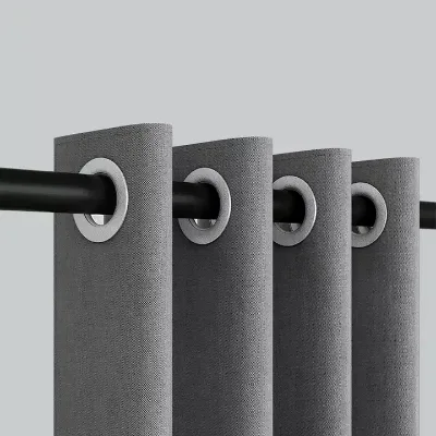Wholesale Stainless Ring 180*200 cm Modern Style Linen Look Fabric Waterproof Customized Size Shower Curtain