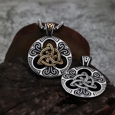 2026 European American Style Viking Celtic Knot Personality Brand Fashion Men's Pendant Stainless Steel Beads Necklace Jewelry