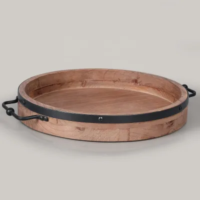 American Style Wooden Rectangle Foldable Multifunction Storage Serving Tray with Metal Handles for Bathroom
