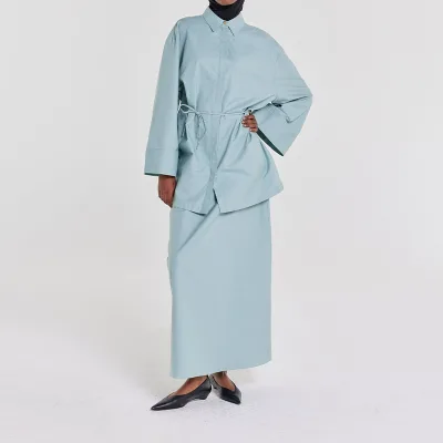 New Arrival Spring Muslim Dress Modest Sets Islamic Clothing Loose Muslim Shirt Skirt Two Pieces Set Abaya Women Casual Suits