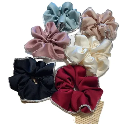 New Arrivals 2020 Multi Color Silk Scrunchie Rhinestone Glitter Diamond Luxury Women's Hair Tie Rope