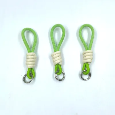 Customized Fluorescent Color Green Mobile Phone Mesh Bag Lanyard Woven Keychain Pants Decoration Jogging Phone Strap