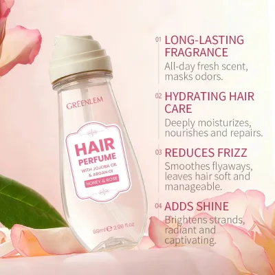 Greenlem HAIRE PERFUME Spray with Jojoba Oil Argan Oil Honey & Rose-Strong Hold Moisturizing & Volumizing Private Label