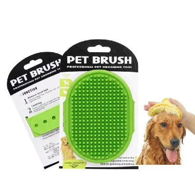 WHOLESALE Cheap Hand-held TPR Rubber Pet Dog Shedding Bath Brush Cat Washing Hair Brush with Adjustable Strap