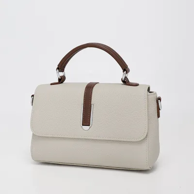 Manufacturer Custom Logo Fashion Women's Genuine Leather Flap Crossbody Sling Handbag with Zipper & Hasp Closure
