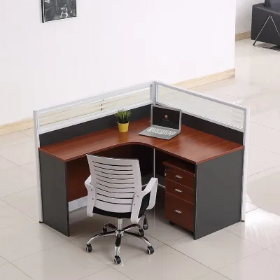 Modern Adjustable Flexible Single Office Desk Set Hot Sale MDF Partition Work Table with Lock Storage Cabinet