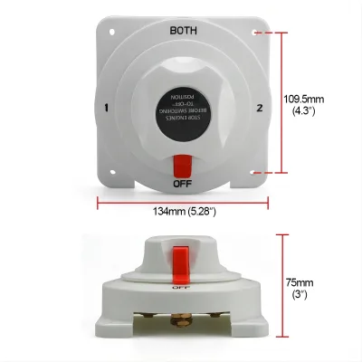 White Distribution Marine Boat Battery Switch Marine Dual Battery Selector Switch for Boat RV Motor