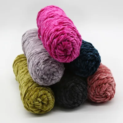 Dimuni Custom Chenille Acrylic Crochet Yarn Thick Hand Knitting DIY Crochet Velvet Yarn for Shoe High Tenacity Recycled Weaving
