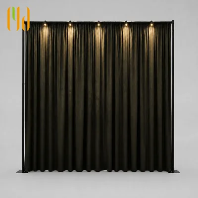 Trade Show Backdrop Stand System Black Curtain Exhibition Booth Partition Display Wall Divider Screen Expo Event Aluminum