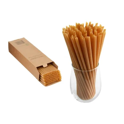 Wholesale Plastic Alternative Degrade Sugar Cane Boba Fiber Straw 12 Paper Wrapped