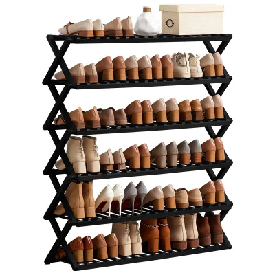 Bamboo Foldable Shoe Rack-Household Floor Storage Narrow Simple Design Easy Assembly