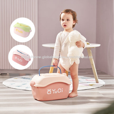 Children's toy storage box with wheels, cute, cartoon household storage box can store clothes, toys, snacks, etc