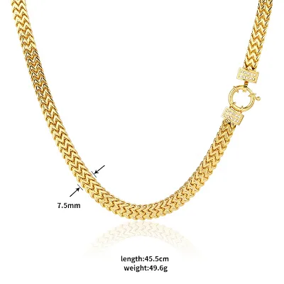 New Design Stainless Steel Double Layer Franco Chain Necklace With Zircon Clasp for Men and Women