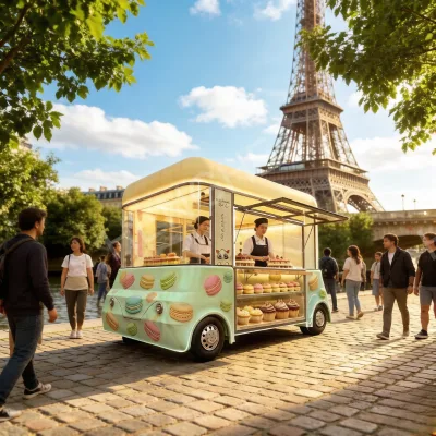 Street Lightweight Refined Mobile Vending Cart Food Truck Snack Cart, Universal Wheel Type Towing Version Customizable