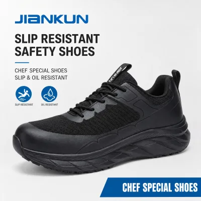 Chef-Specific Black Anti-slip Oil Resistance Kitchen Shoe Chef Safety Boots Light Weight Breathable for Culinary Professionals