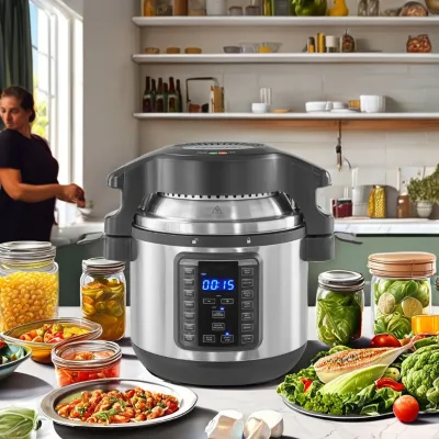 6 Quart Air Fryer and Electric Pressure Cooker Combo with Multicooker Lids That Air Fries Steams Slow Cooks Sautés Dehydrates