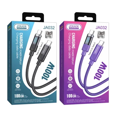 JOKADE PD100W Intelligent Transparent Digital Display Fast Charging Data Cable(1 Meter) (Type-C to Type-C)