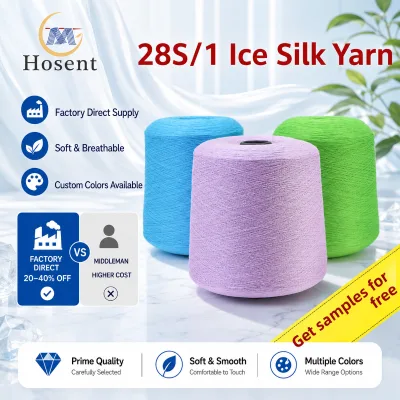 28S/1 Ice Silk Yarn Polyester Viscose Blend Soft Breathable for Summer Clothing Wholesale Factory Direct Free Samples
