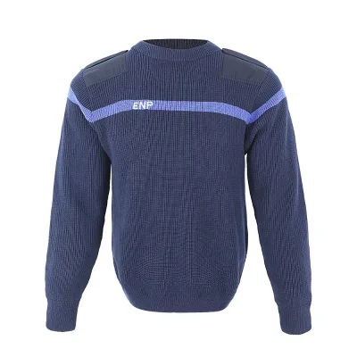 KMS Custom Wholesale Sweater Breathable Official Knitted Winter Luxury Blue Round Neck Tactical Sweater Pullover for Men