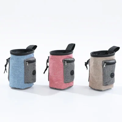 Convenient Waterproof Canvas Pet Snack Bag for Dog Training-Large Capacity & Portable Outdoor Waist Bag