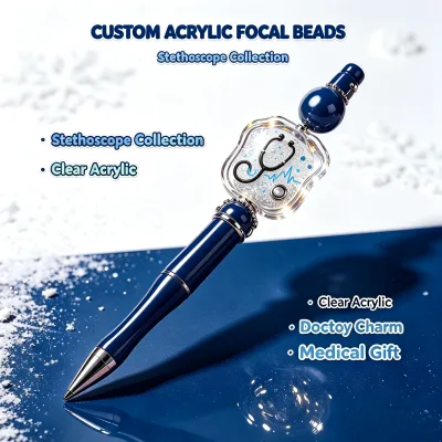 New Arrival Acrylic Focal Beads for Beadable Pens Double Sided Printing Character Beads for Custom Pens Stethoscope Focal Beads