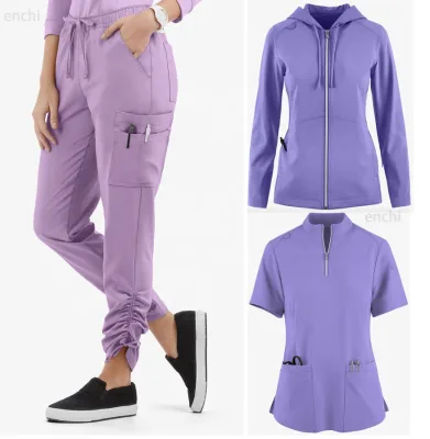 Nursing Scrub Stand Collar Medical Sets Nurse Uniform Short Sleeve Uniform Wholesale Hospital Tunic Spa Beauty Salon Uniforms