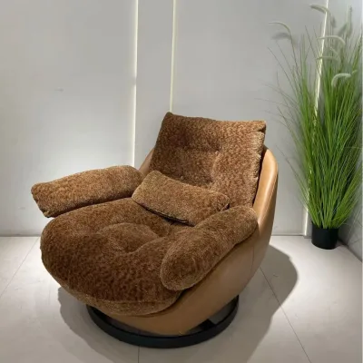 2026 New Model Italian Modern Minimalist Swivel Armchair High-End Eco-Friendly Reclining Lounge Chair for Living Rooms Hotels