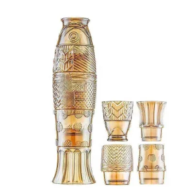 Annual Jinli Fish Cups Asian Zen Carp Glass Stacked Creative Gift Tea Cup Set Household