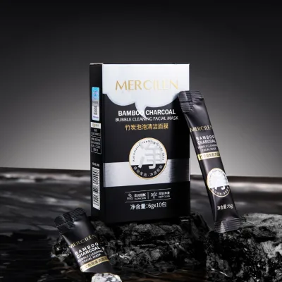 Bamboo Charcoal Bubble Face Mask Self-Soaking Moisturizing Deep Pore Cleaning Herbal Ingredients Dry Skin OEM Acne-Friendly Mask