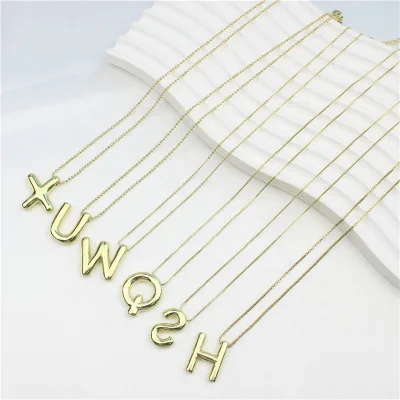 CH-CKN0690 Fashion plating letters charm necklace,Alphabet pendant necklace,handmade letters jewelry component pendant