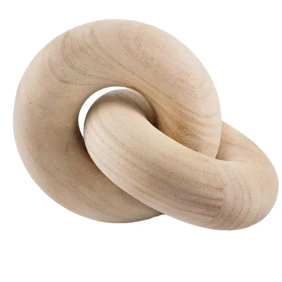 2-ring Wood Knot Coffee Table Chain Decoration Hand-carved Bohemian Home Decor for Wedding Birthday Easter Graduation & Sympathy