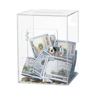 Hicocool Clear Acrylic Plastic Piggy Bank Lock Reusable Money Saving Box for Adults and Kids Openable Birthday Gift