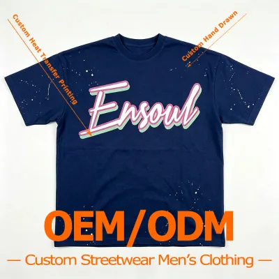 Premium Print T-Shirt OEM Manufacturer Oversized Tees Men Heavyweight Cotton Double Color 3D Print Hip Hop Streetwear T-Shirts