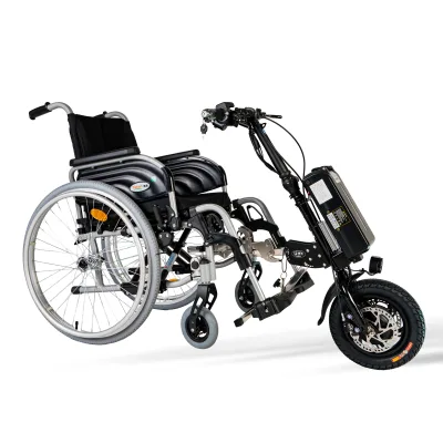 Durable Brushless Motor Wheelchair Electric Towing Head Fast Connect Handcycle Kit Long Range Battery for Disabled Daily Outdoor